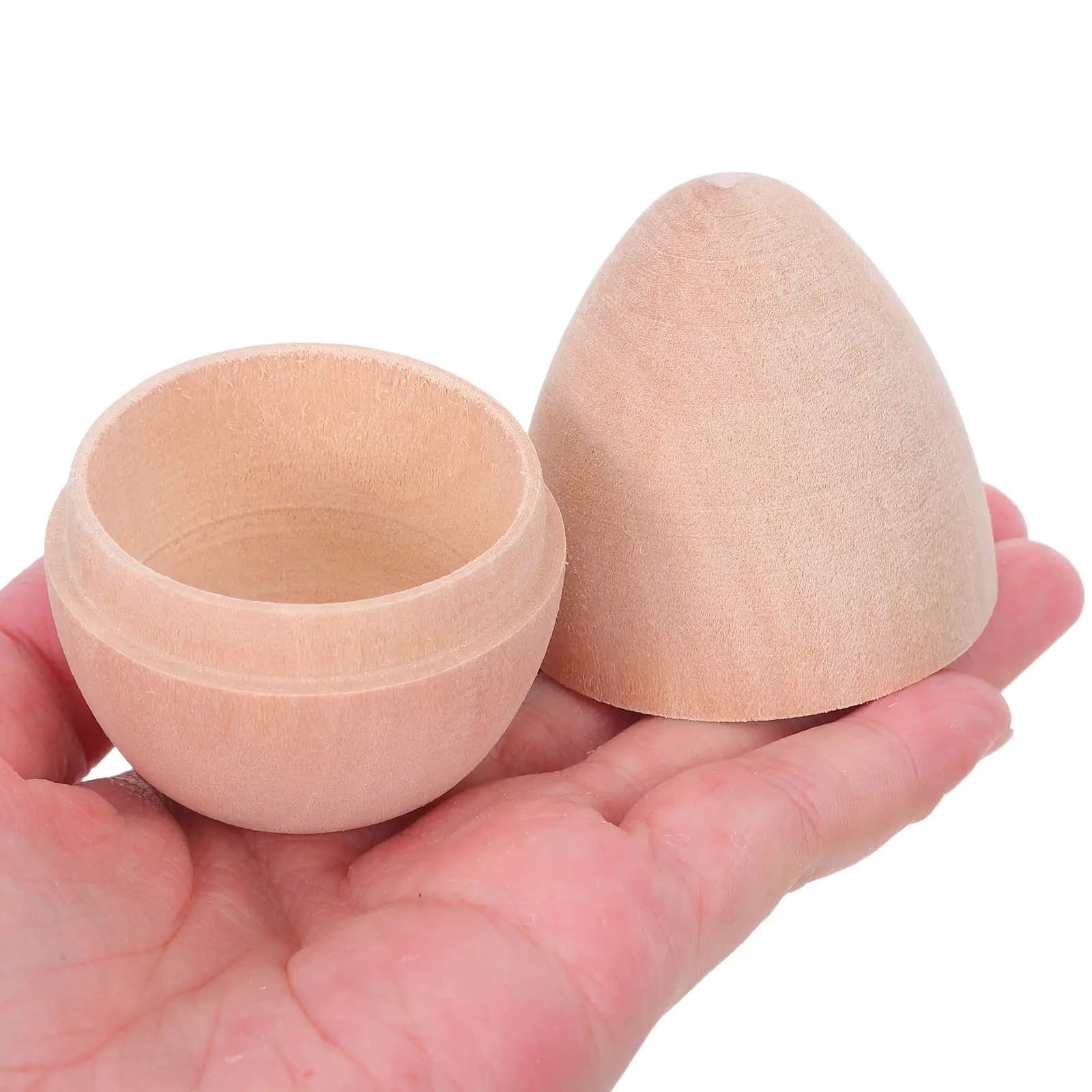 4pcs Wooden Hollow Eggs DIY Craft Unfinished Fillable Opening Egg Diffused Aromatherapy Container Candy Gift Packaging Box