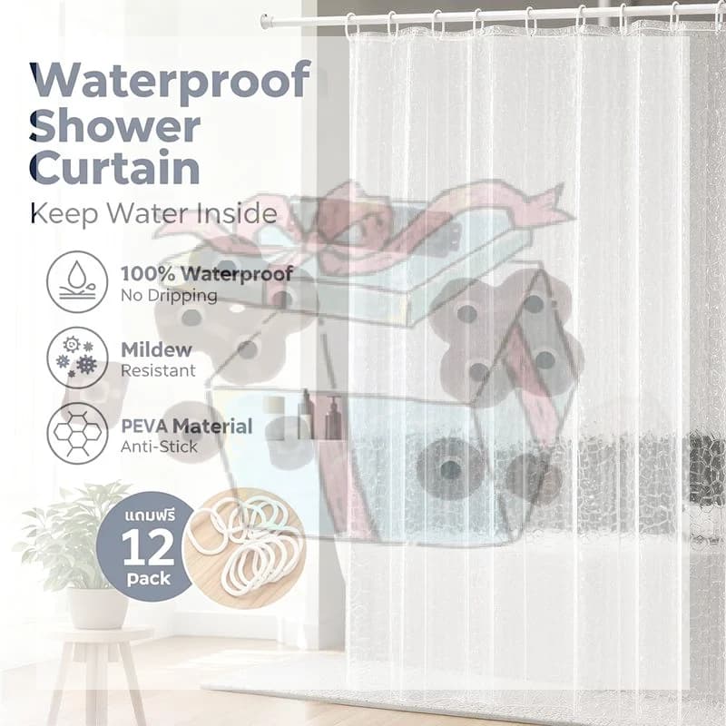 PEVA Gravel Shower Curtain Transparent Lining Waterproof Bathtub Bathing Cover Gravel Bathroom Bath Curtains Liner For Bathroom