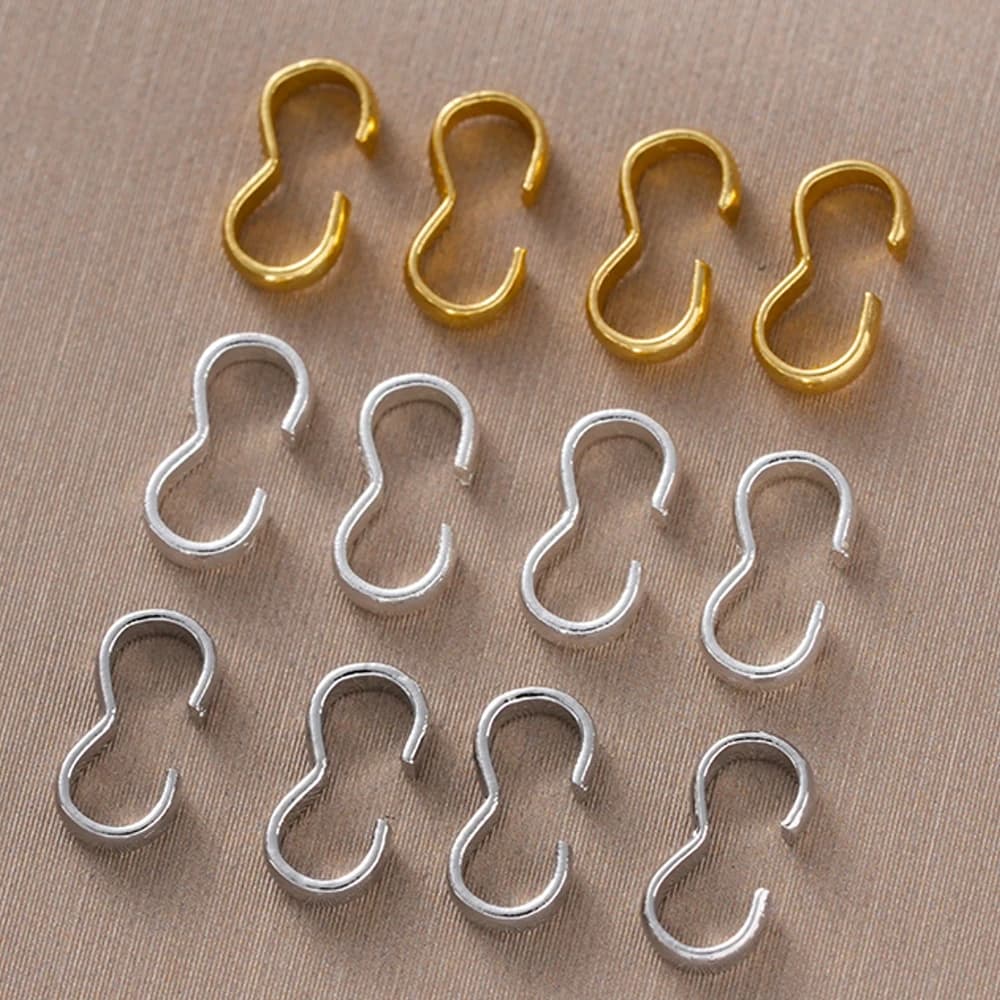 50 Pezzi Fibbie Aperte a 3 Caratteri in Ottone Placcato Oro 18K, Accessori per Creazione di Gioielli e Braccialetti Fai-da-Te