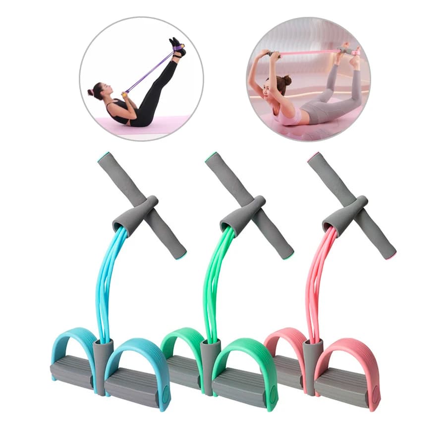 Corda di tensione multifunzione, fascia di resistenza elastica per estrattore per pedale yoga a 4 tubi per addome/vita/braccio/gamba che allunga il treno dimagrante
