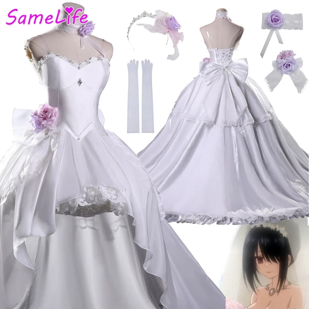 Costume da Cosplay Anime Date A Live Yatogami Tohka, Abito da Sposa Fantasy, Travestimento Femminile per Halloween, Outfit per Feste a Tema