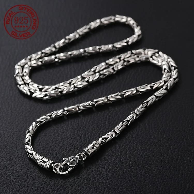 Nuova collana in argento sterling S925 6mm personalità retrò semplice hip-hop Mantra a sei caratteri collane uomo personalità alla moda