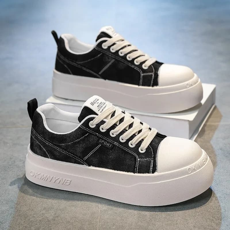 Men's Spring Low Top Canvas Shoes 2026 Platform Sneakers Breathable Thick Sole Men Casual Flats Shoes Daily Fashion Sports Shoes
