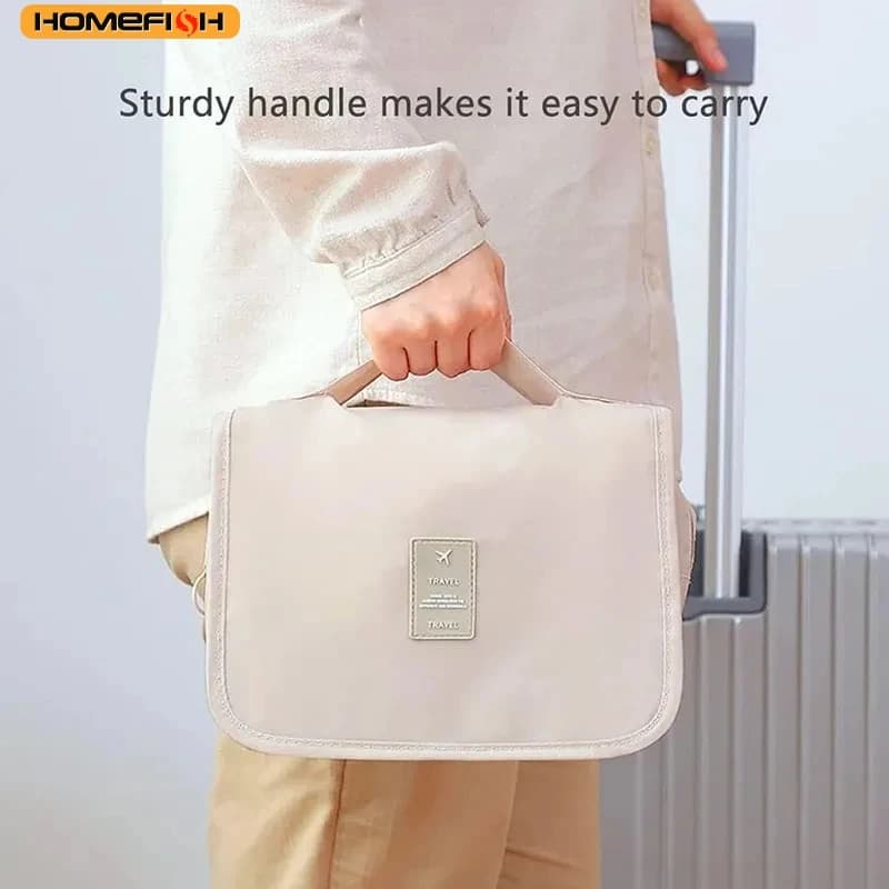 Multifunctional cosmetic bag with travel hook