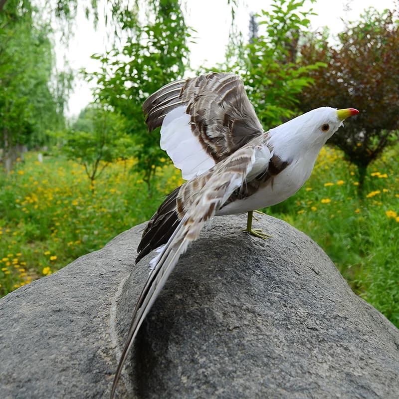 Gray Seagull Model Educational Toy with Realistic Wings 30x50cm Foam And Feather Bird Model for Kids Gift D0111