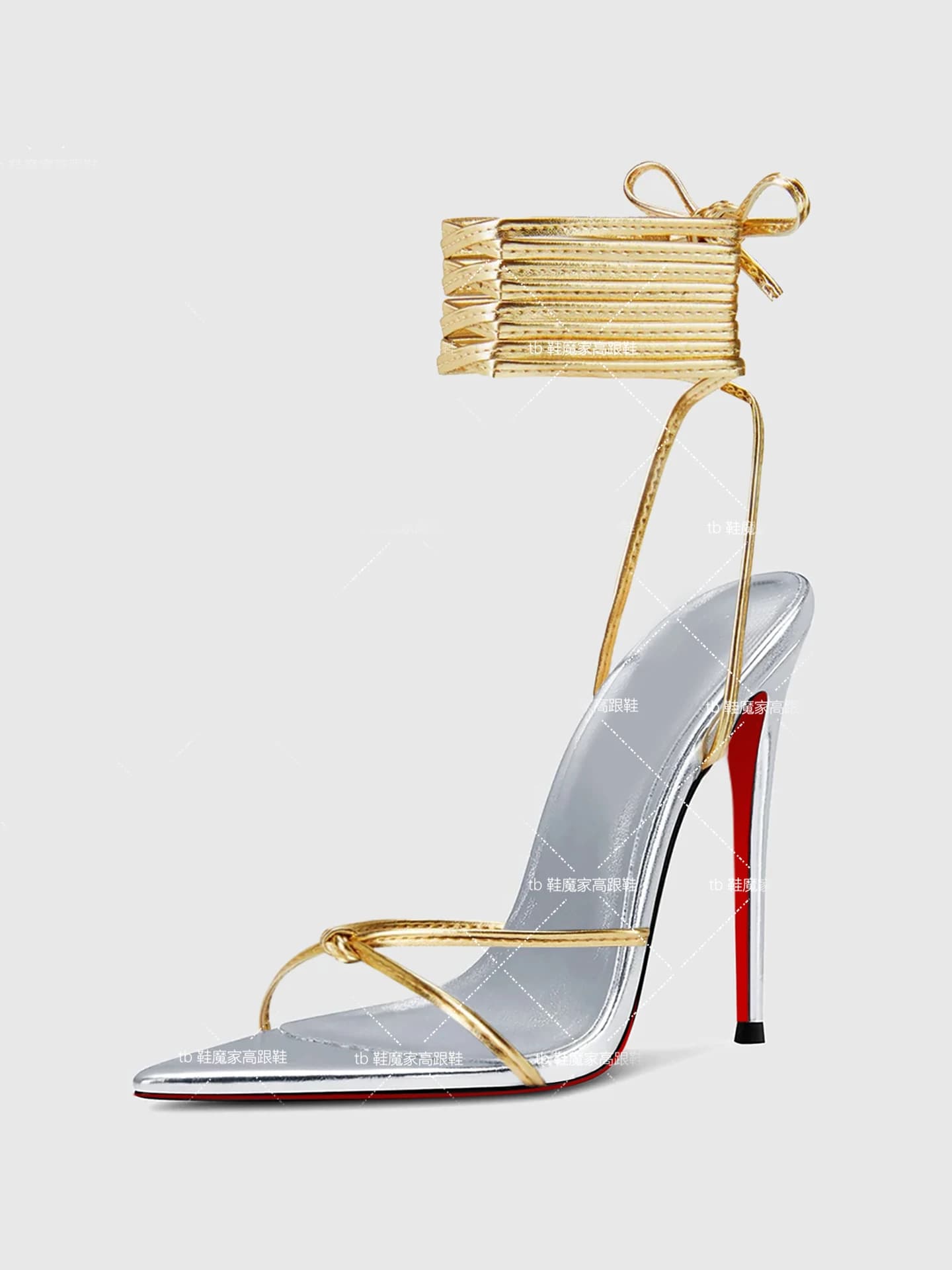 Nuovi sandali con tacco alto da donna con cinturino incrociato sottile a punta da 12 cm in Europa, scarpe sexy taglie forti alla moda argento