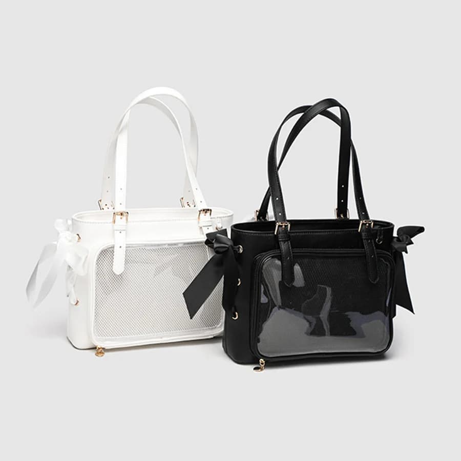 Borsa giapponese Harajuku Ita per donna PU tasca trasparente fai da te Itabag borsa a tracolla con tracolla JK uniforme per ragazze delle scuole superiori