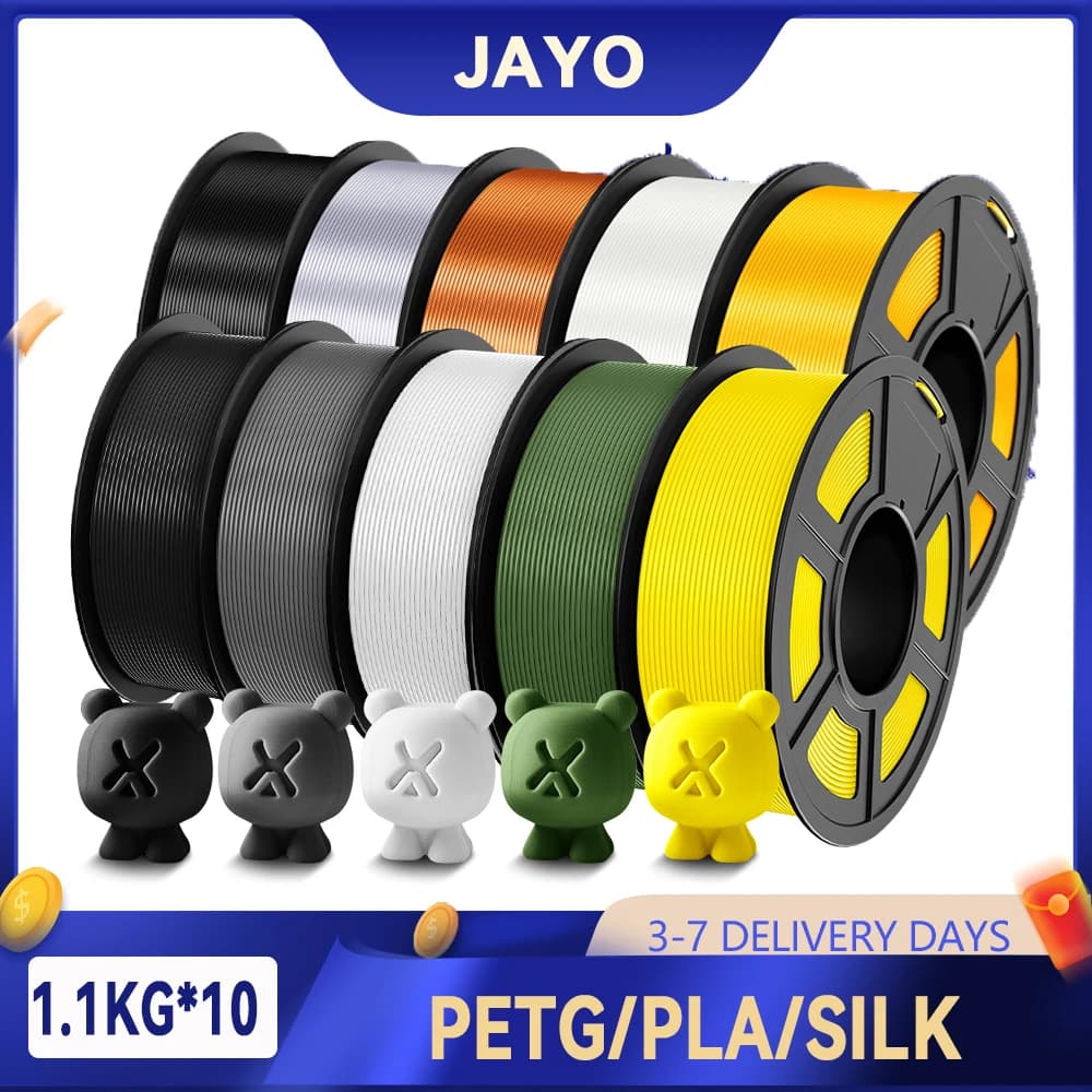 JAYO 3D PETG/PLA/SETA PLA+ Filamento stampante 1.75mm 11KG 100% No Bubble Non tossico Materiali di stampa 3D per stampante 3D e penna 3D