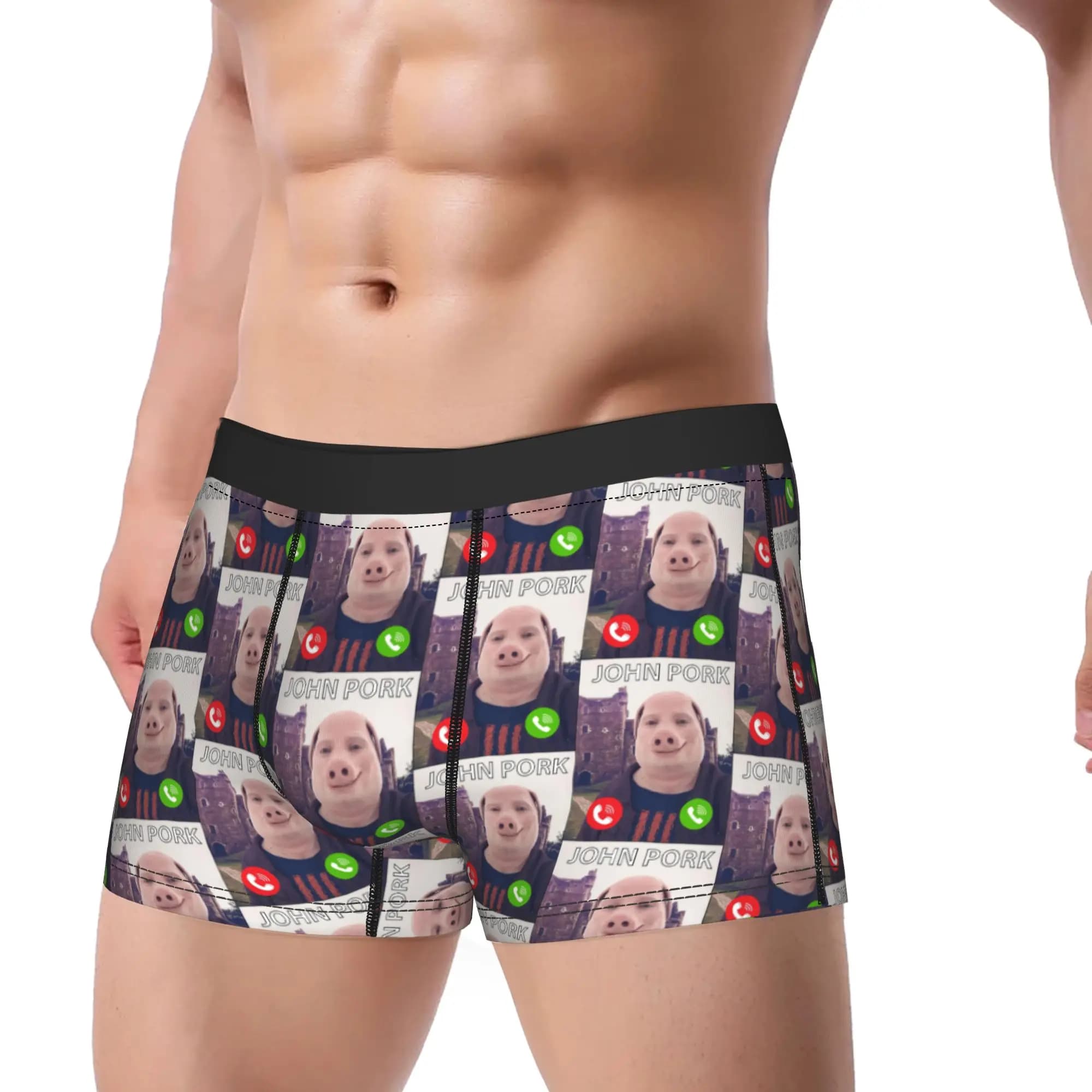 JOHN PORK IS CALLING Intimo da Uomo, Boxer Briefs, Pantaloncini, Mutande in Poliestere con Design Originale per Uomo M-XXL