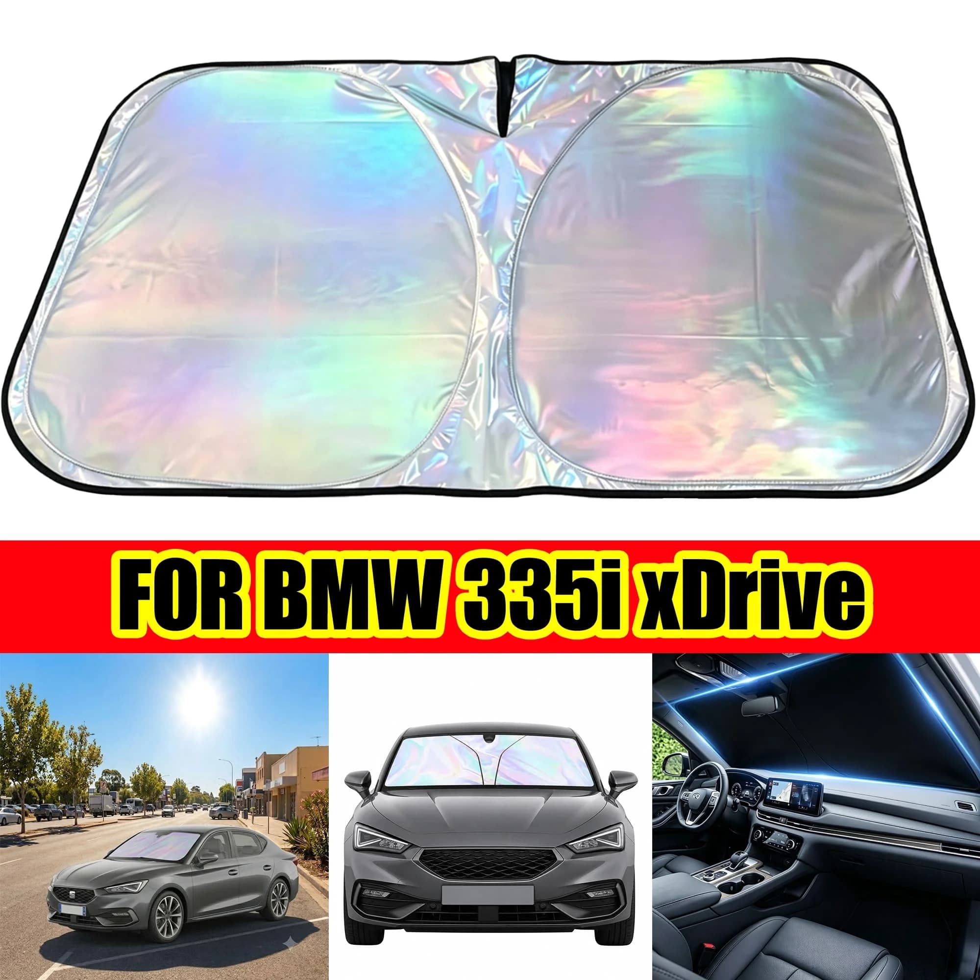 FOR BMW 335i XDrive Windshield Sunshade With Laser Coating, UPF50+ UV Protection & Heat Block