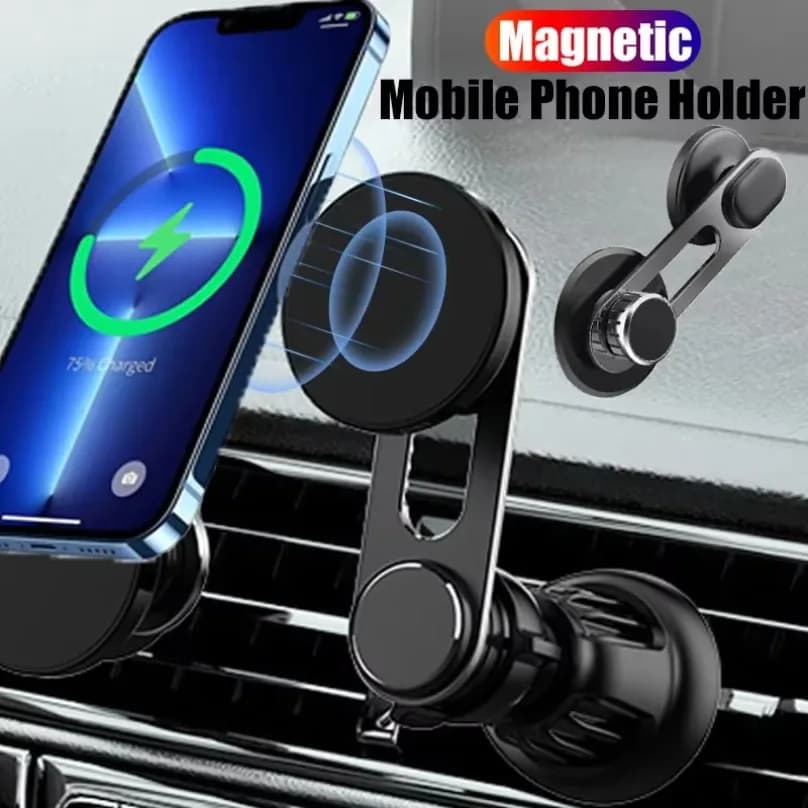 Magnetic Car Mobile Phone Holder Aluminum Alloy 360° Rotation Navigation Screen Computer Air Vent Bracket Invisible Metal Holder