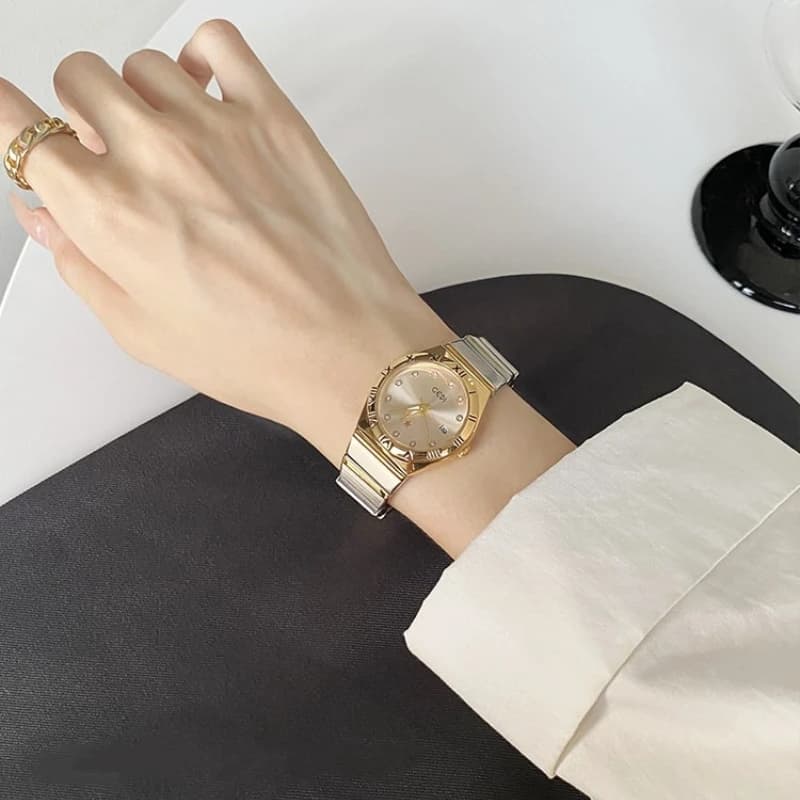 Luxury Brand Women's Watch, Fashionable Two Tone Diamond Quartz Wrist Watch, Women's Elegant Watch, Gift, Reloj Mujer