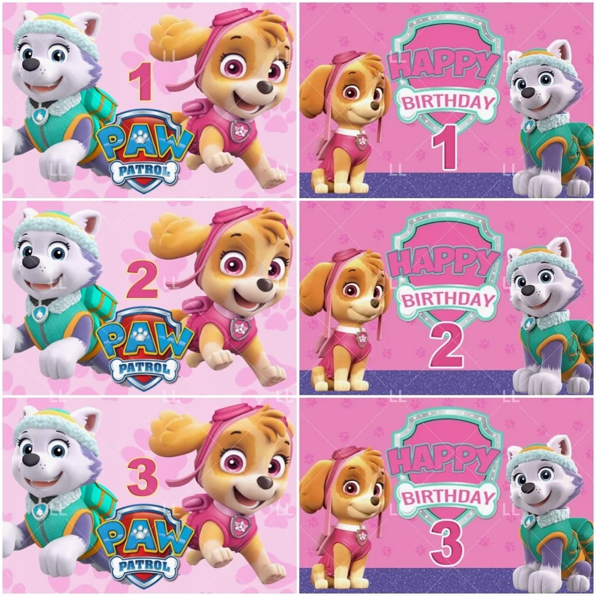 Decorazioni per Festa di Compleanno 4 5 6 15 Anni Pink Paw Patrol, Sfondo con Cuccioli, Sfondo per Fotografia Bambini, Regalo per Baby Shower Bambina