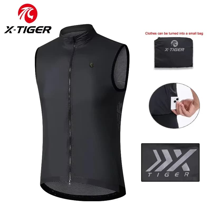 Giacca da ciclismo X-TIGER Gilet leggero antivento Protezione solare riflettente Giacca senza maniche Abbigliamento da ciclismo per escursionismo