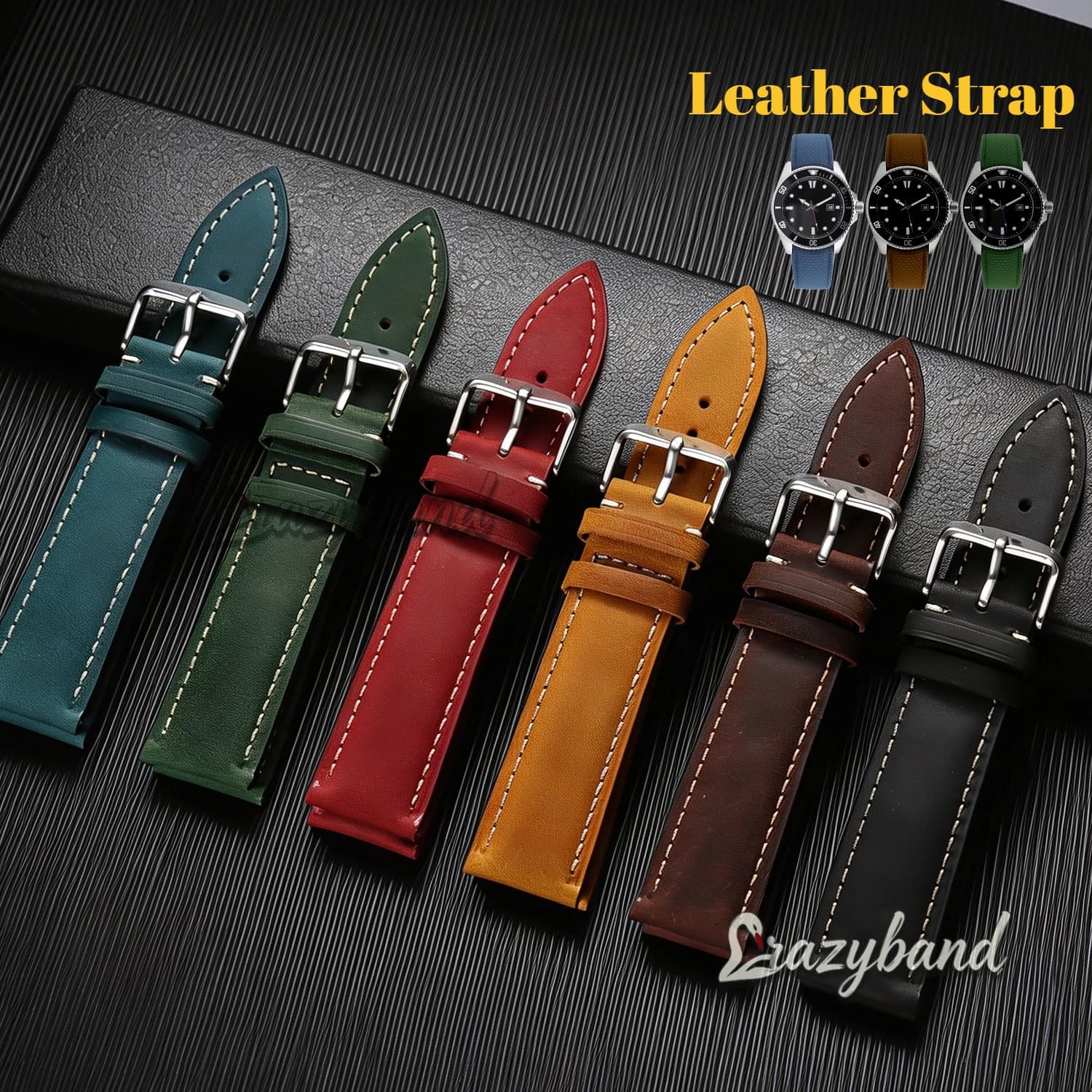 22mm 20mm Genuine Leather Watch Strap Universal Casual Watchband Business for Women Men Bracelet Replacement Stitching Belt Soft