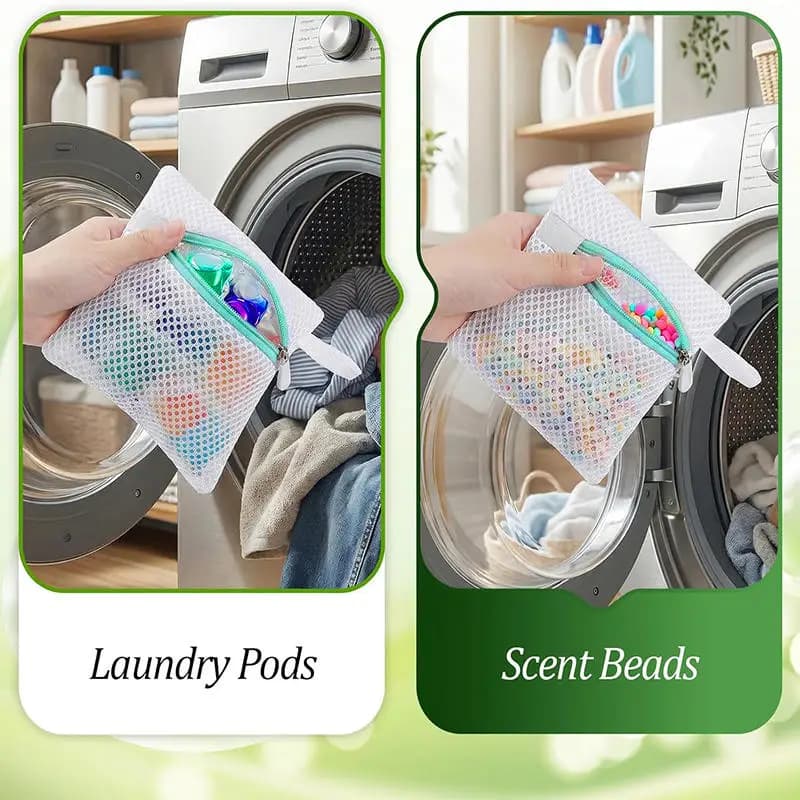 Bag for Bucato in Rete Piccola in Poliestere, Mini Bag with Cerniera for Washing Machine, Organizer for Capsules of Detergent and Perle Perumate