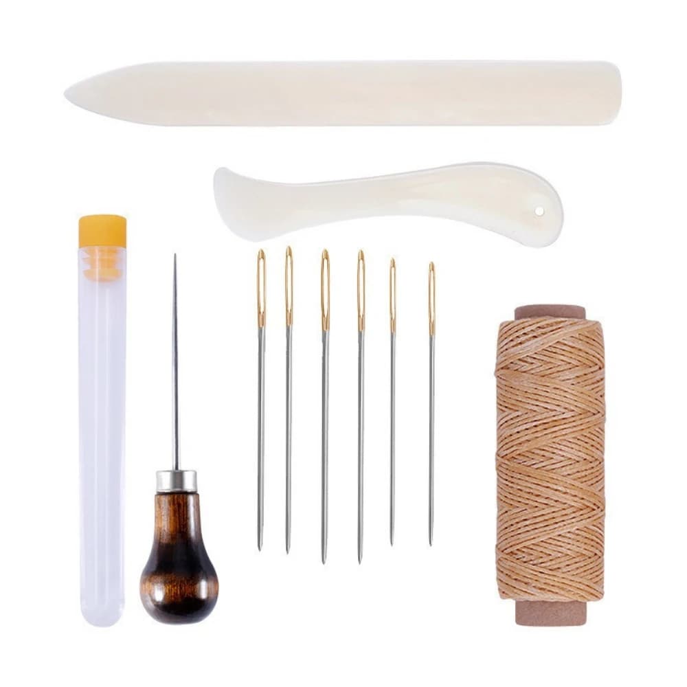 Kit Fai-da-Te per Lavorazione del Cuoio con Coltello Pieghevole, Set di Strumenti per Piegatura del Cartone, per Pressatura Bordi, Carta, Plastica e Accessori per Cucito