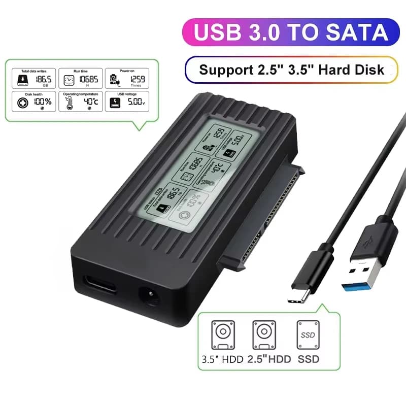 Convertitore da USB 3.0 a SATA Cavo convertitore adattatore SATA da 2,5/3,5 pollici per PC SSD HDD Disco rigido Adattatore esterno Accessori