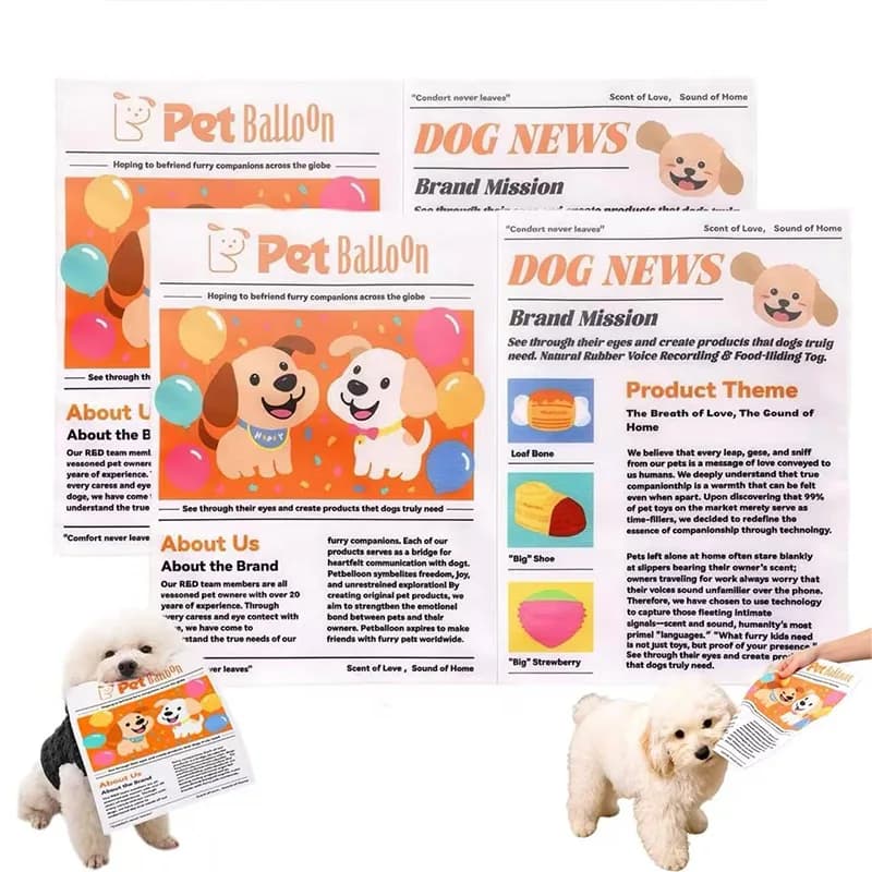 Newspaper Design Dog Chew Toy Durable Squeaky Newspaper Chew Interactive Paper-style Pet Toy For Puppy Teething Boredom Relief