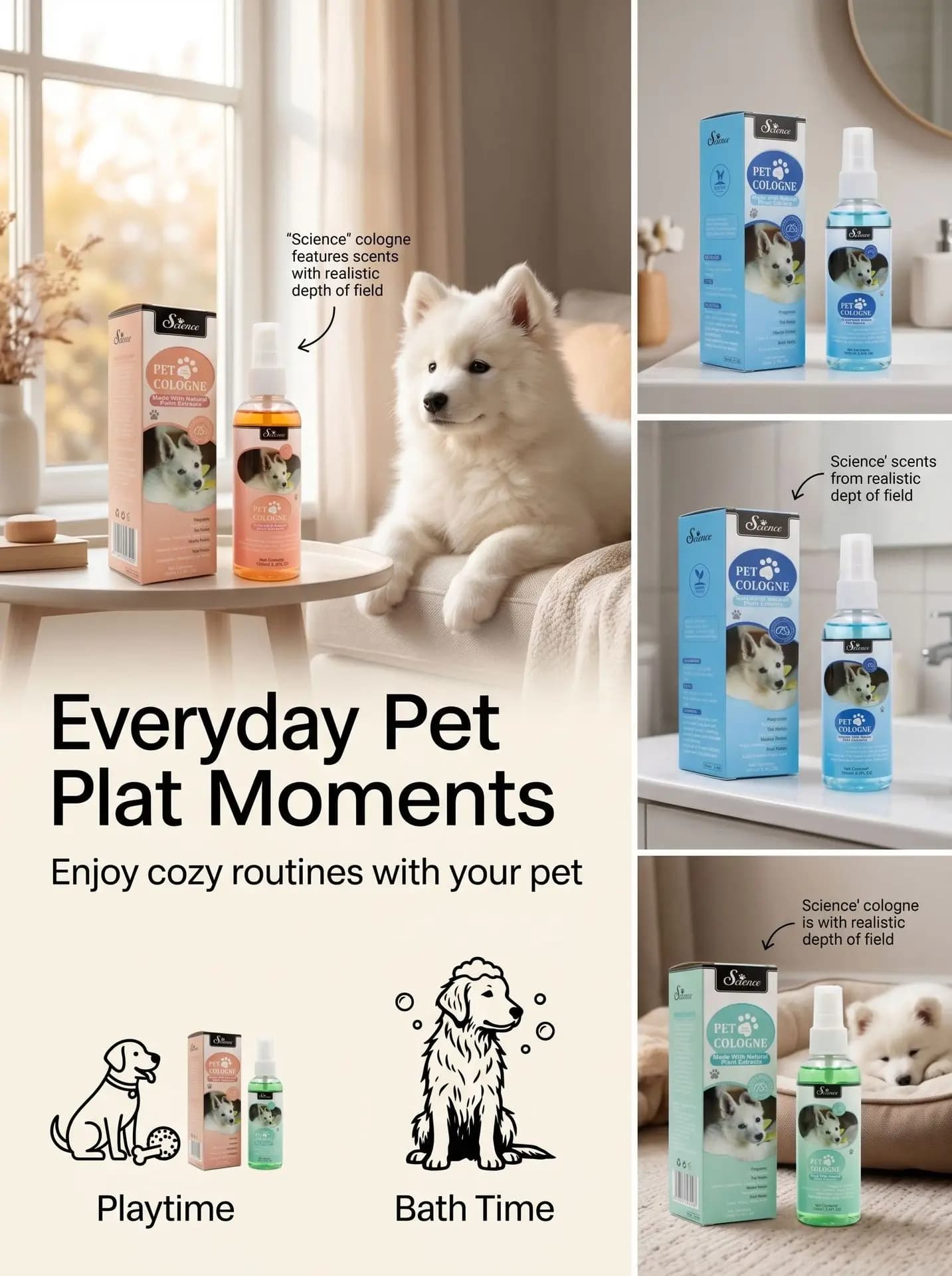 100 ML Dog Perfume Spray Pet Specific Fragrance Long-lasting Deodorizing Beauty Spray Lightly Nourishing Hair Care