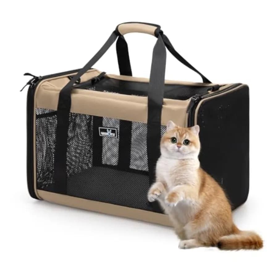 Trasportino Espandibile per Cani e Gatti con 5 Finestre in Rete, 2 Ingressi, Cerniere Bloccabili e Cinghie Imbottite L