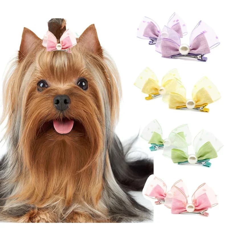 Pet Headwear cani gatto Faux Pearl archi fermagli per capelli decorazione per la testa per animali domestici cucciolo forcine Decor accessori per la toelettatura