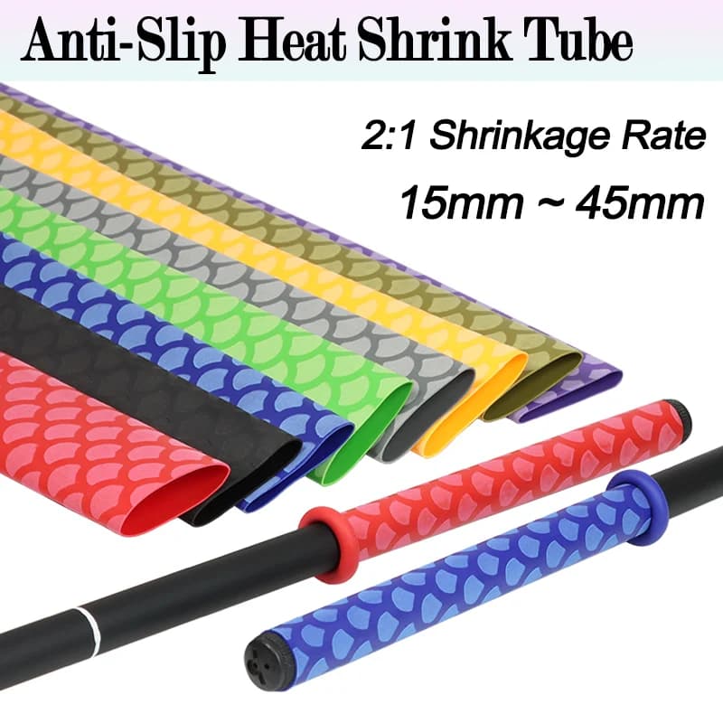 1m/pezzo Tubo Termorestringente Antiscivolo a Squame di Pesce, Diametro 15~45mm, Rapporto 2:1, per Riparazione Impugnature, Isolamento Cavi Elettrici, Avvolgimento Canne da Pesca