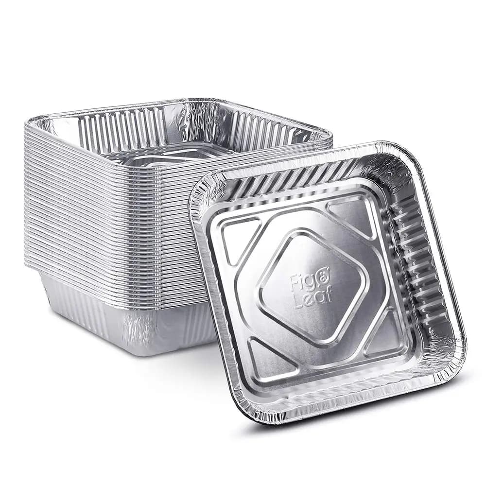 Confezione da 8 teglie quadrate per dolci, resistenti, in alluminio usa e getta, contenitori portatili per alimenti, perfette per arrostire