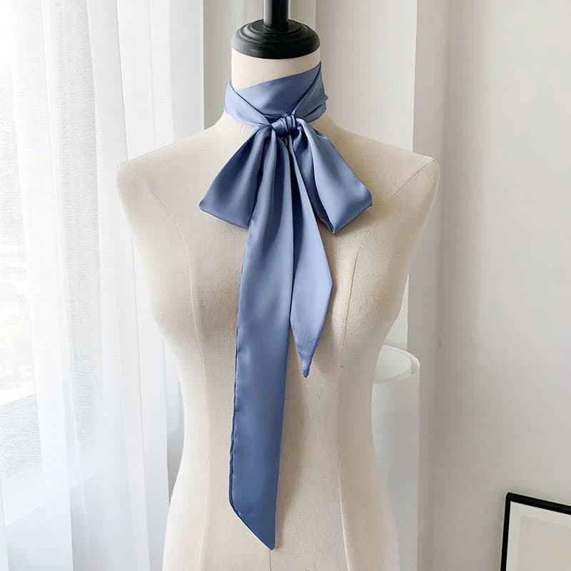 Sciarpa stretta in raso di seta 5x200cm, foulard tinta unita, sciarpa lunga e sottile in seta, fascia per capelli, nastro per borsa, fasce per capelli fai da te