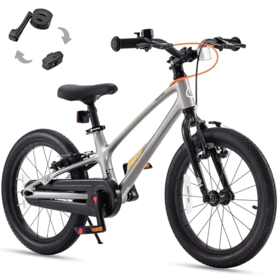 Bicicletta ultraleggera EZ-Shark da 16 pollici per principianti, bici leggera in lega per ragazzi e ragazze dai 4 anni in su, colore grigio