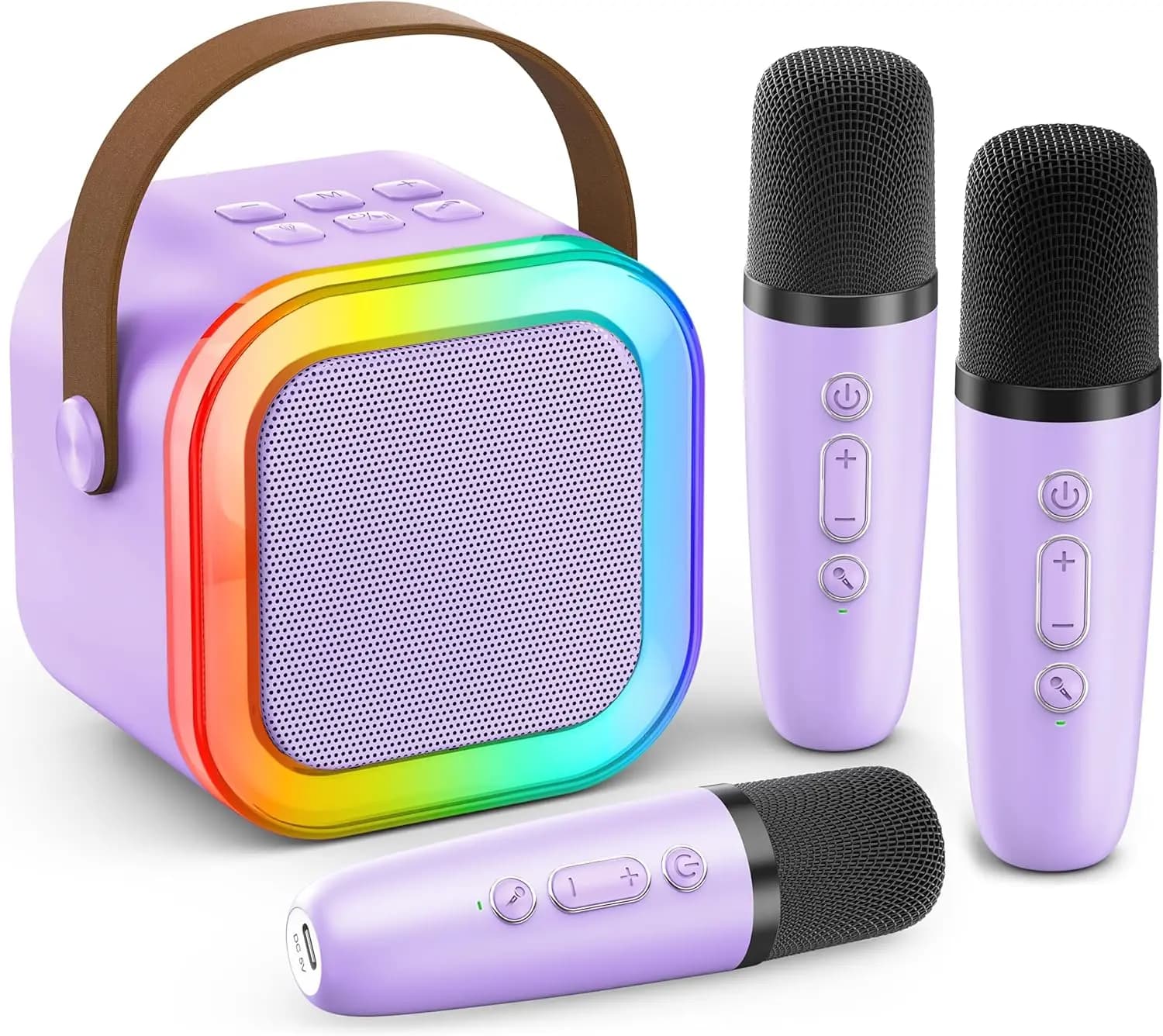 Mini Macchina per Karaoke per Bambini e Adulti, Altoparlante Bluetooth Portatile con Microfoni Wireless, Regalo di Compleanno per Ragazze e Ragazzi