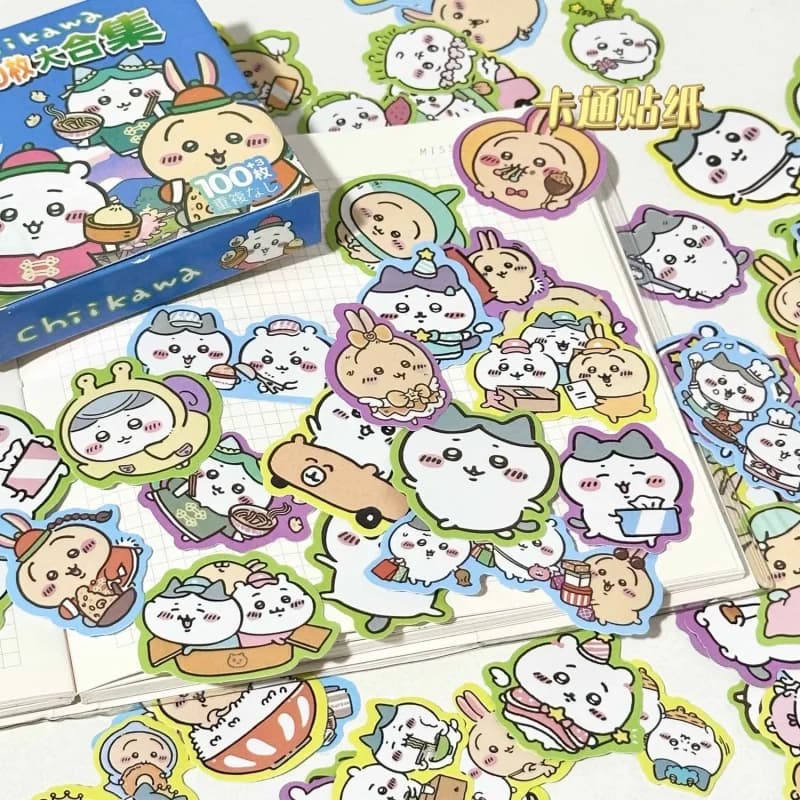 Cute Chiikawa Sticker Pack 100PCS Kawaii Characters Decals Perfect Gift For Anime Fans Kids Scrapbook Decor