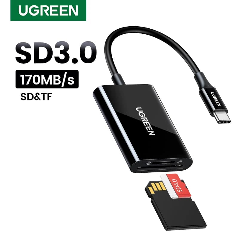 Lettore di schede UGREEN SD3.0 tipo C a USB TF lettore di schede SD 2 in 1 USB-C scheda di memoria per Macbook iPhone 15, Samsung Galaxy iPad