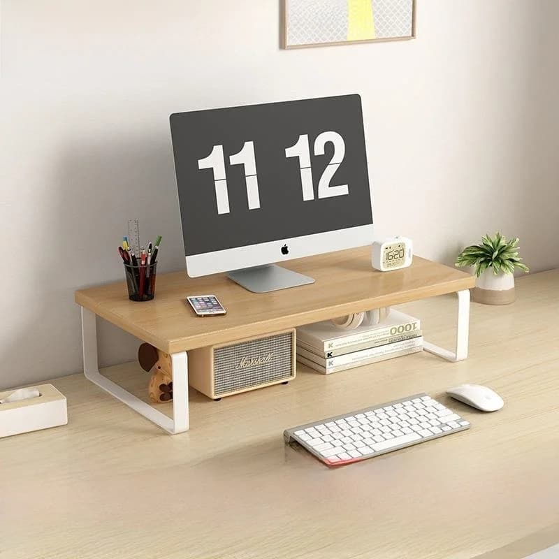 Desktop Cuter Monitor Riser Stand Office Storage Organizer Wood Material Display Elevation Braet Multi-Functional