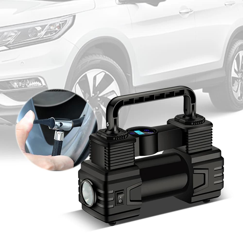 Mini compressore d'aria 12V 150PSI gonfiatore per pneumatici per impieghi gravosi a doppio cilindro con pompa ad aria elettrica per Auto a luce LED pompa gonfiabile automatica