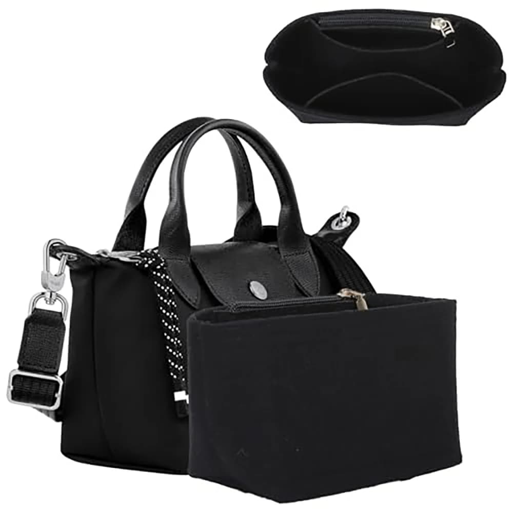 Longchamp LE PLIAGE CUIR XS Felter Organizer, Bag Insert with Upper Handle, Ultralight Organizer for Makeup and Travel
