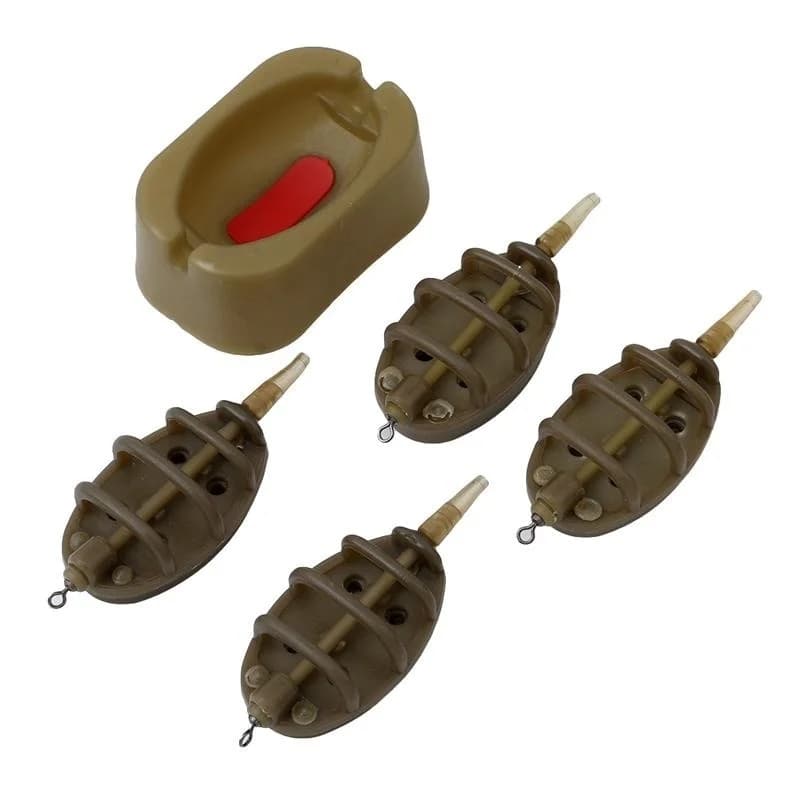 Metodo in linea per esterni Stampo per esca Lanciatore per esca Set per piombo Set per esca per pesca alla carpa Alimentatori per utensili 1PC/4PCS