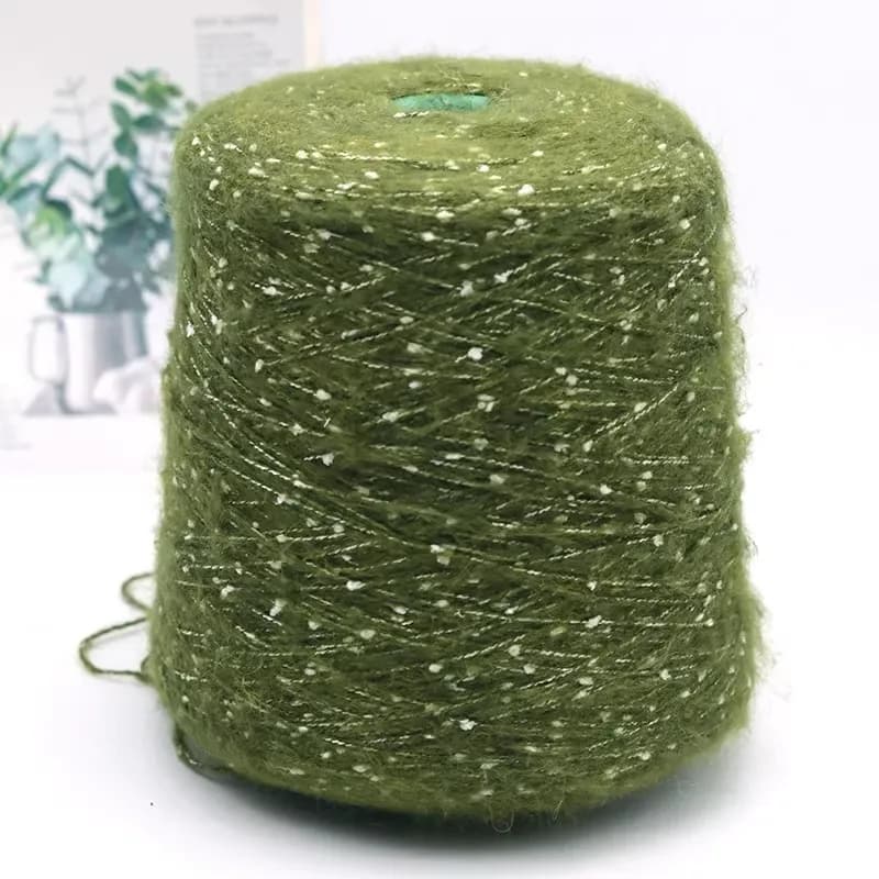 Filato di crine di cavallo verde Snowflake da 500g per uncinetto, lavorazione a maglia, fai da te, filato fatto a mano per maglioni, sciarpe, cappelli.