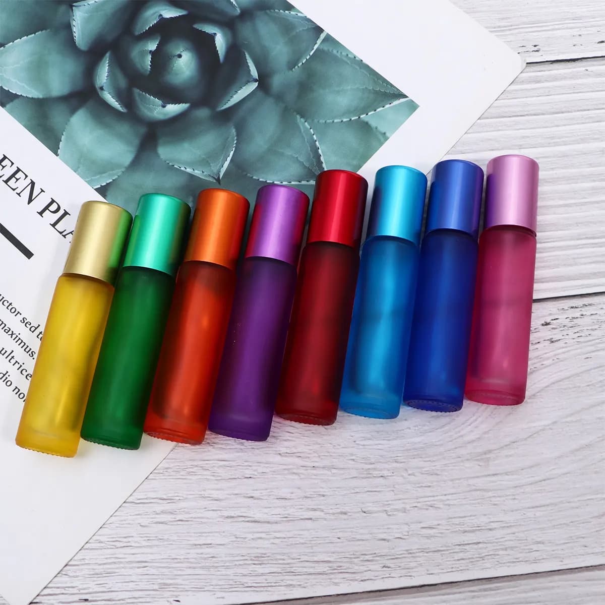 Set di 8 Flaconi Vuoti per Oli Essenziali, Bottiglie Roll-on in Vetro con Sfere in Acciaio, Contenitori da Viaggio a Prova di Perdite