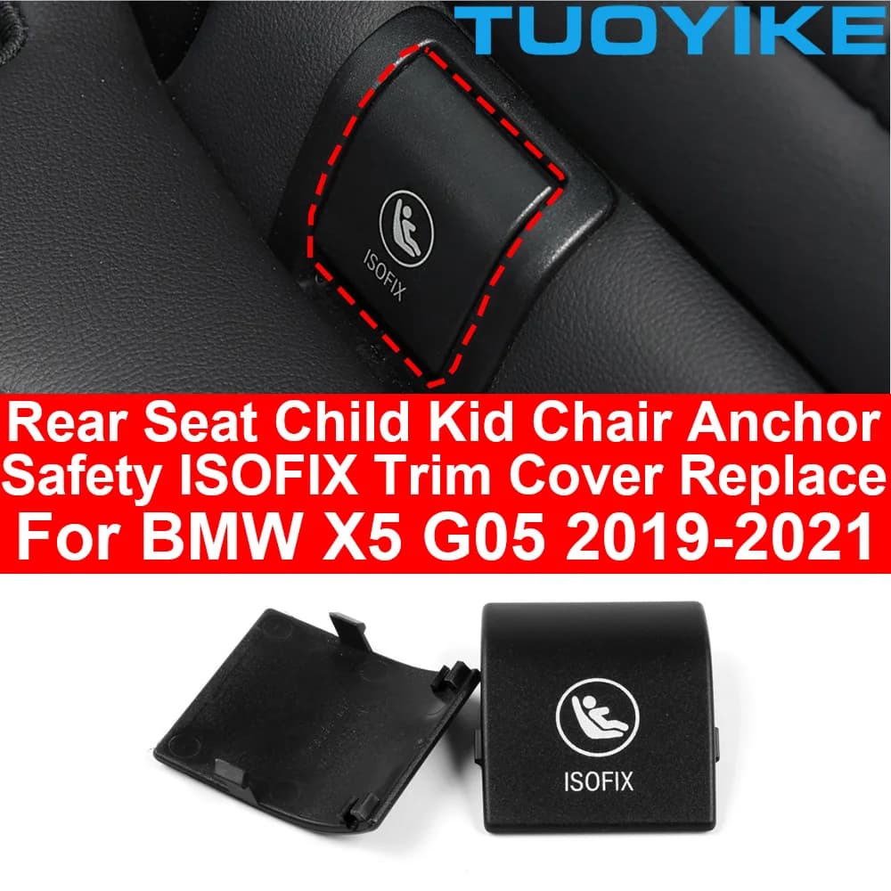 Interni auto Sedile Posteriore Bambino Sedia per bambini ISOFIX Copertura Ancoraggio Rivestimento di sicurezza Decorazione di ricambio ABS per BMW X5 G05 X7 G07 2019-21