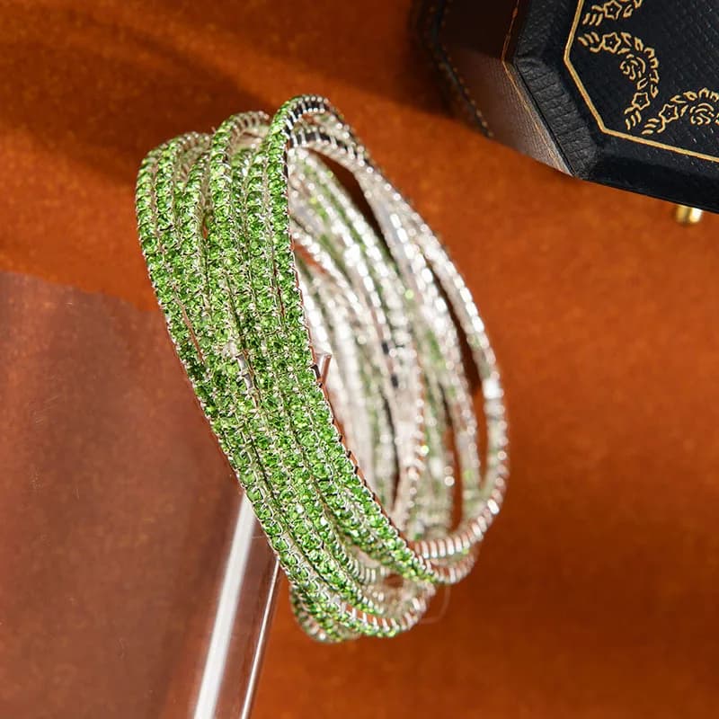5 pezzi/set braccialetti elastici con strass colorati alla moda per le donne braccialetti lucidi di lusso semplici gioielli quotidiani da sposa femminili