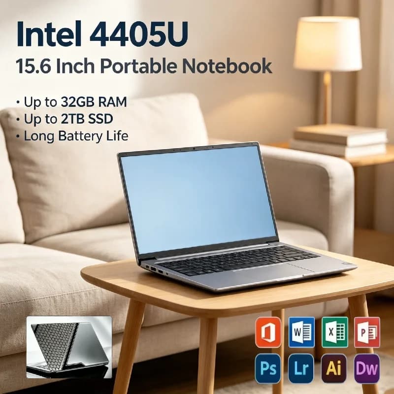 Intel 4405U 15.6 Inch Laptop 2.1GHz 16GB DDR4 2TB SSD HD Graphics 510 Slim Backlit Keyboard Office Study Notebook