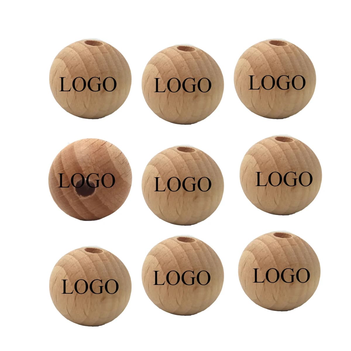 200 pezzi di perline rotonde in legno di faggio Personalizza logo laser Modello cifre Lettera Alfabeto Perline rotonde in legno naturale di faggio Massaggiagengive per bambini