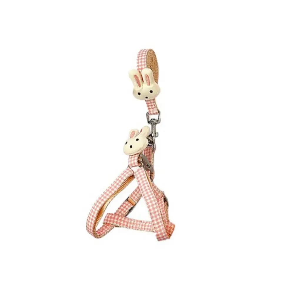Accessori per guinzagli per cani: Pettorina a gilet a quadri regolabile per cani e conigli con guinzaglio, Imbracatura per cani e conigli in tessuto, Cinghia pettorale per cani e gatti