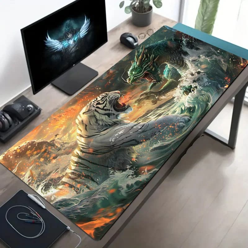 Durable Gaming Mouse Mat, Modern Desk Mat with Comfortable Fabric Surface and Stable Rubber Base for Computer, PC, Laptop, Keyboard, Work Desk