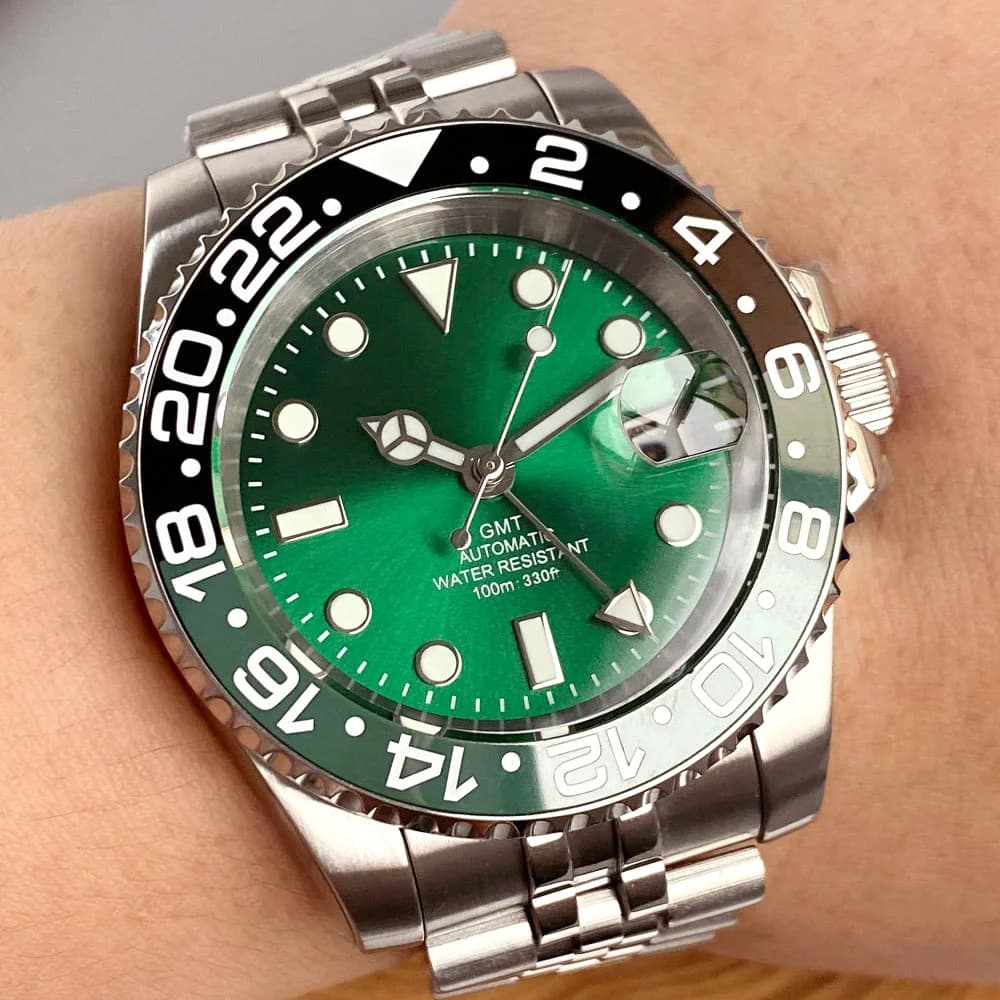 Tandorio GMT Classic Green Diver Men 40mm 200m Vetro zaffiro impermeabile NH34A GMT Orologi meccanici automatici da uomo