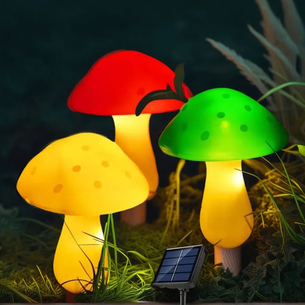 ​ ​ Stringa di luci solari a fungo impermeabili con 8 modalità - Lucine a LED per decorazioni natalizie per matrimoni e feste all'aperto ​ ​