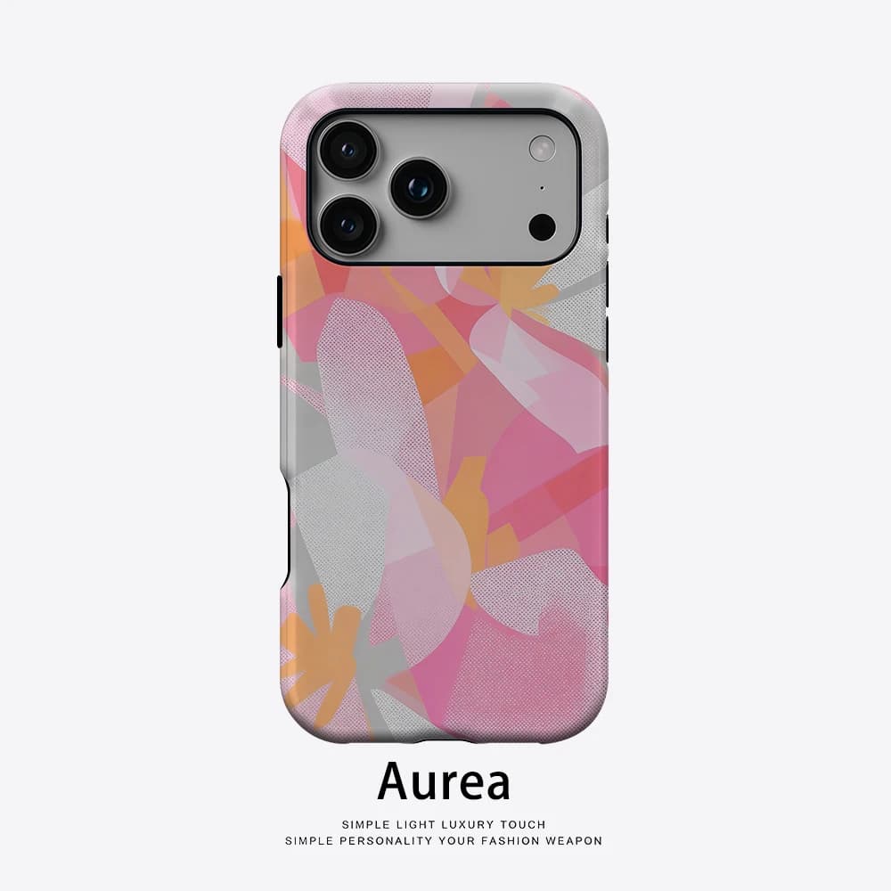 Custodia Aurea opaca antiurto per MagSafe per iPhone 17 16 15 14 Plus 13 Pro Max, in PC rigido, rosa arancione con motivo floreale astratto
