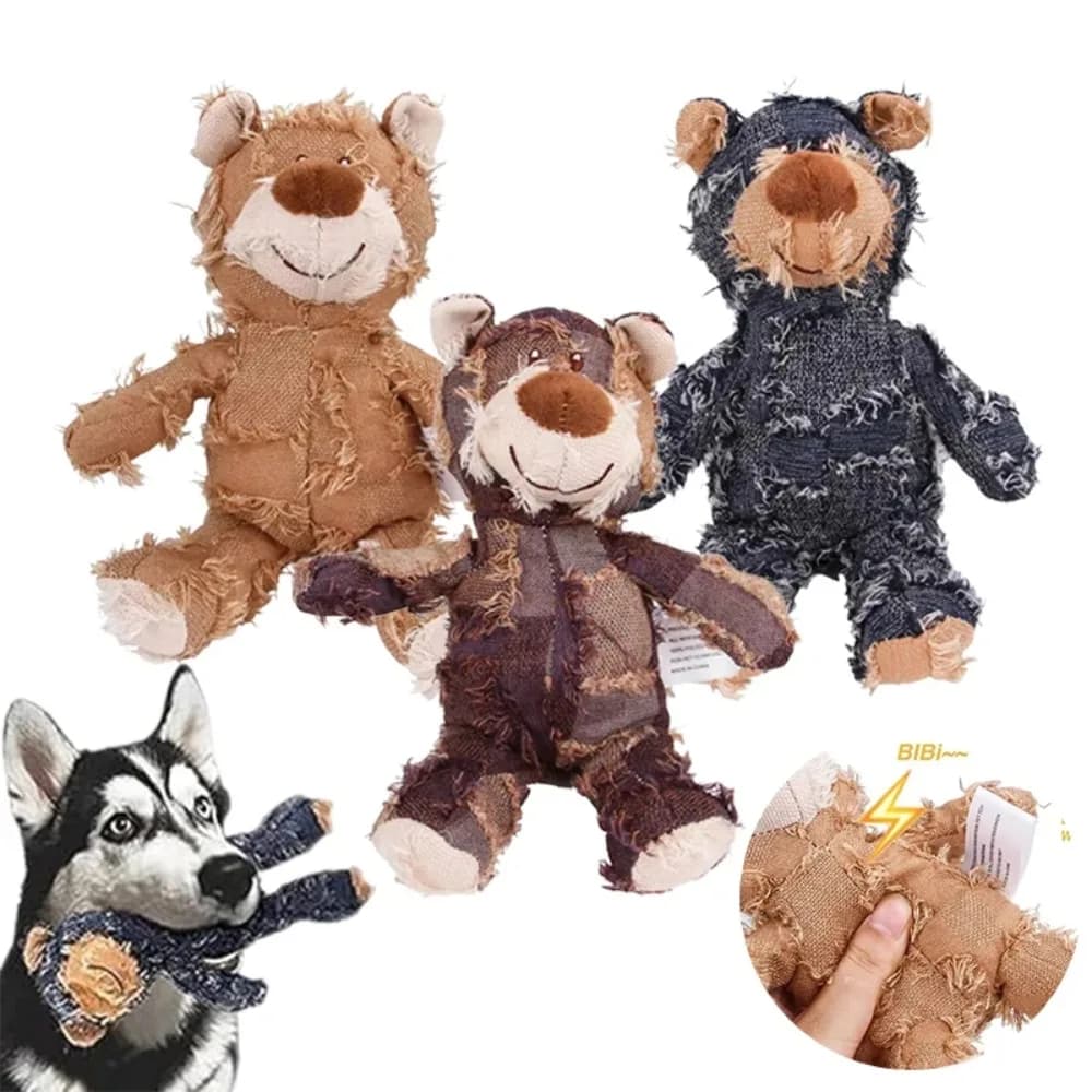 Compagno di cane per masticatori Orso indistruttibile Giocattolo Resistente cigolante Giocattoli per cani Masticatori pesanti Peluche ripiene Giocattoli per cani per aggressivi