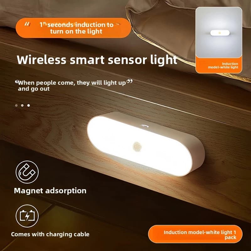1PC Mini luce interna con sensore di movimento Lampada magnetica intelligente Luce notturna portatile per camera da letto Comodino Parete Camera dei bambini Soggiorno